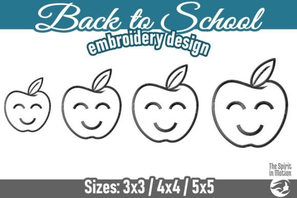 Back to School Smiling Outline Apple