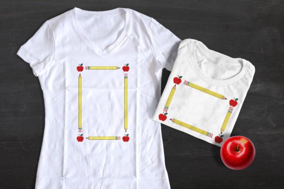 Rectangle Pencil Apple Frame Embroidery