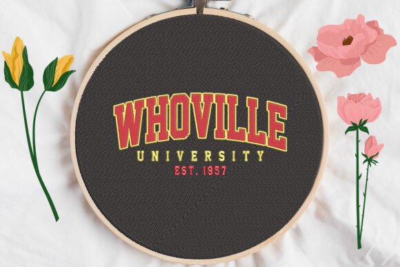 Whovile University Embroidery Design
